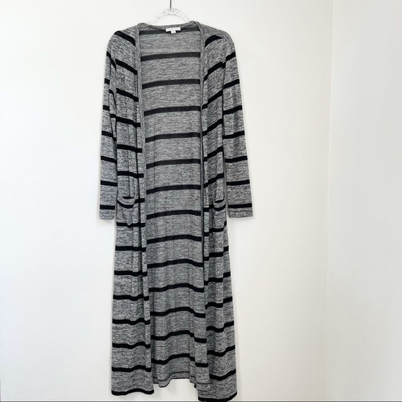 New York & Company Striped Open Front Maxi-length Cadigan Size M - Picture 1 of 5